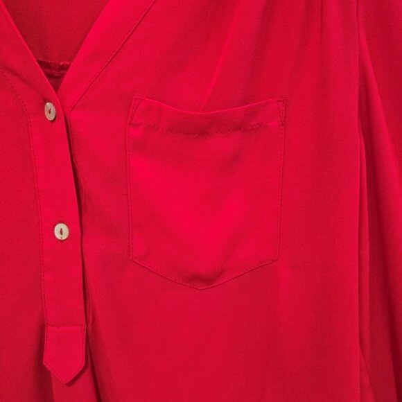 Fervour Women's Blouse Size Small Red Relaxed Fit Lightweight Flowy Long Sleeves - Picture 6 of 13